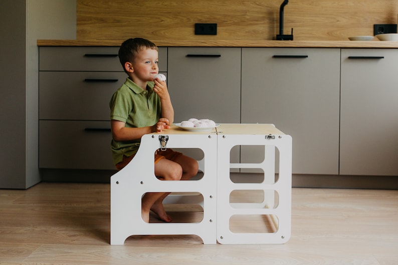 Foldable Kitchen Tower, Montessori Learning Stool, Baltic Birch image 9
