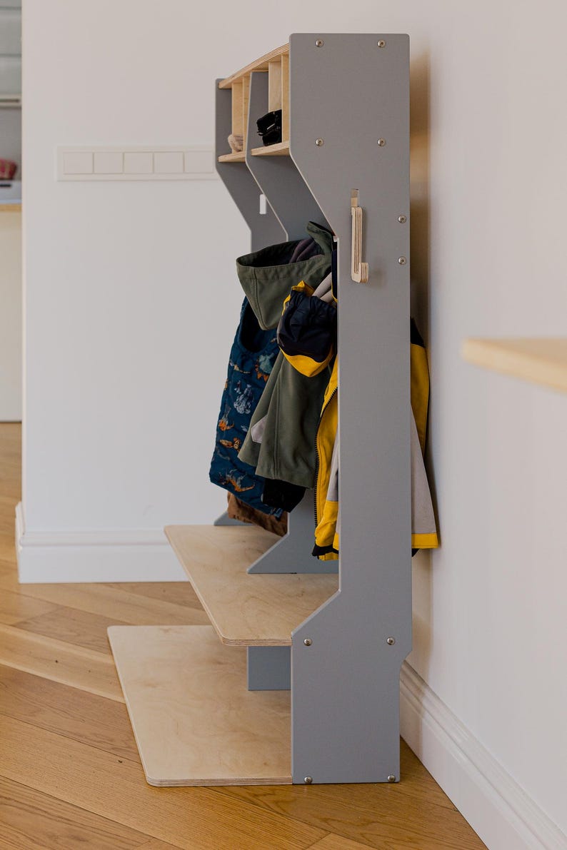 Trägarderob för småbarn: Klädställ för barnkläder Meuble Enfant Kindergarderobe bild 10