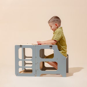 Transformable kitchen tower, Kitchen tower, Foldable kitchen tower, Montessori learning stool, Toddler tower, Toddler learning stool, Table, image 3