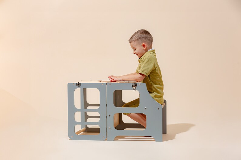 Transformable kitchen tower, Kitchen tower, Foldable kitchen tower, Montessori learning stool, Toddler tower, Toddler learning stool, Table, image 3