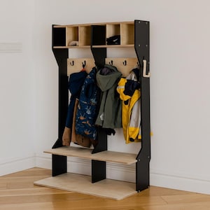 Trägarderob för småbarn: Klädställ för barnkläder Meuble Enfant Kindergarderobe BLACK