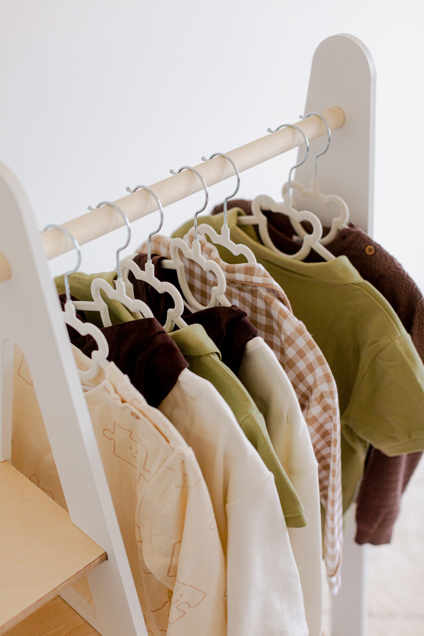 Garment Rack Children's Children Wardrobe Montessori Clothing Rack Wooden Clothing Rack Wood ...