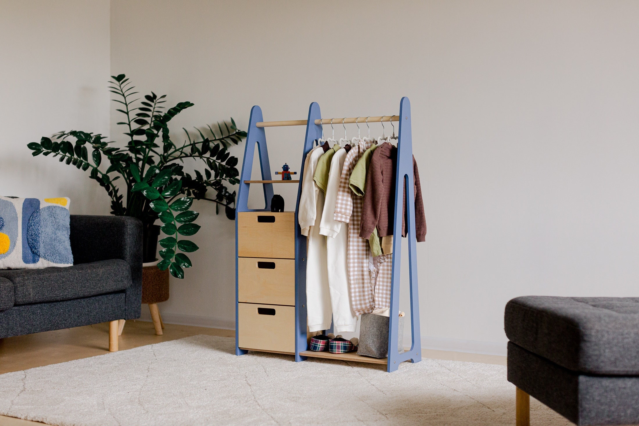 Children Wardrobe Montessori Clothing Rack Wooden Clothing Rack Wood Frame Rack Toddler Wardrobe Clothing Rack With Drawers Kids Furniture Etsy