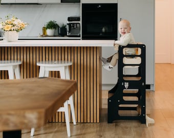 Foldable Montessori Kitchen Tower, High Chair, Step Stool