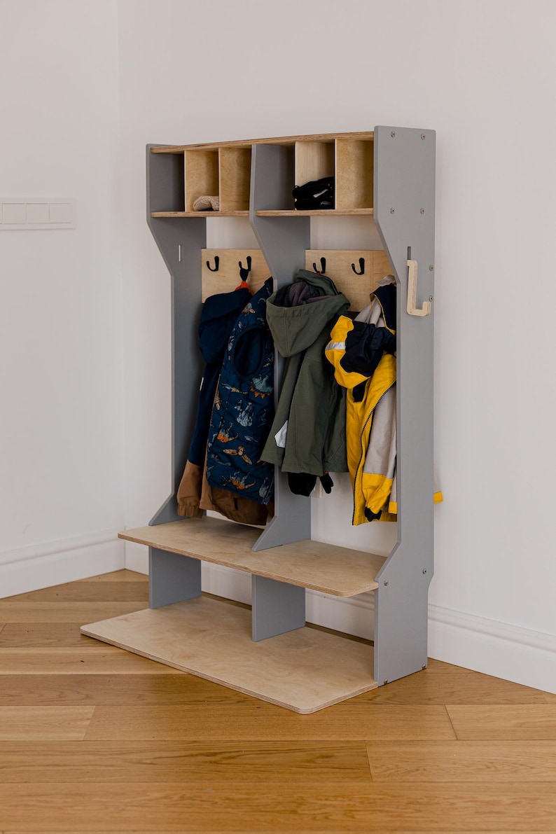 Trägarderob för småbarn: Klädställ för barnkläder Meuble Enfant Kindergarderobe bild 7