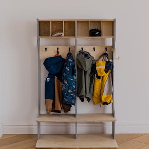 Trägarderob för småbarn: Klädställ för barnkläder Meuble Enfant Kindergarderobe bild 4