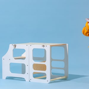 Échelle de cuisine transformable, Échelle de cuisine avec toboggan, Échafaudage pliable, Toboggan, Tabouret d'apprentissage Montessori, Tabouret de cuisine 3 en 1 image 3