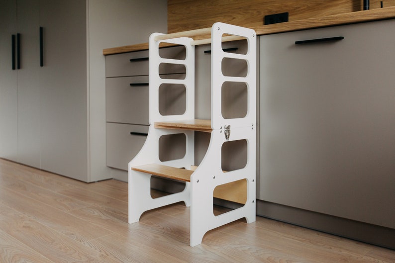 Foldable Kitchen Tower, Montessori Learning Stool, Baltic Birch image 8