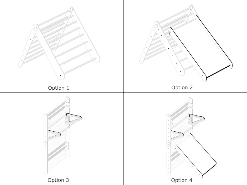 Climbing triangle wall set with slide, gymnastic wall with pullup bar and slid, Montessori triangle, Foldable triangle, Play station. image 10