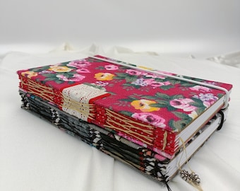 A5 Coptic Notebook Journal for Gift w/ 100 Writing Pages + Elastic Lock, Hardcover