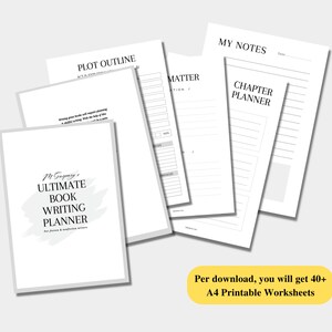 Ultimate Book Writing Planner Digital Download, A4 Printable Book Writing Worksheets, Book Outline Templates for Fiction & Nonfiction image 2