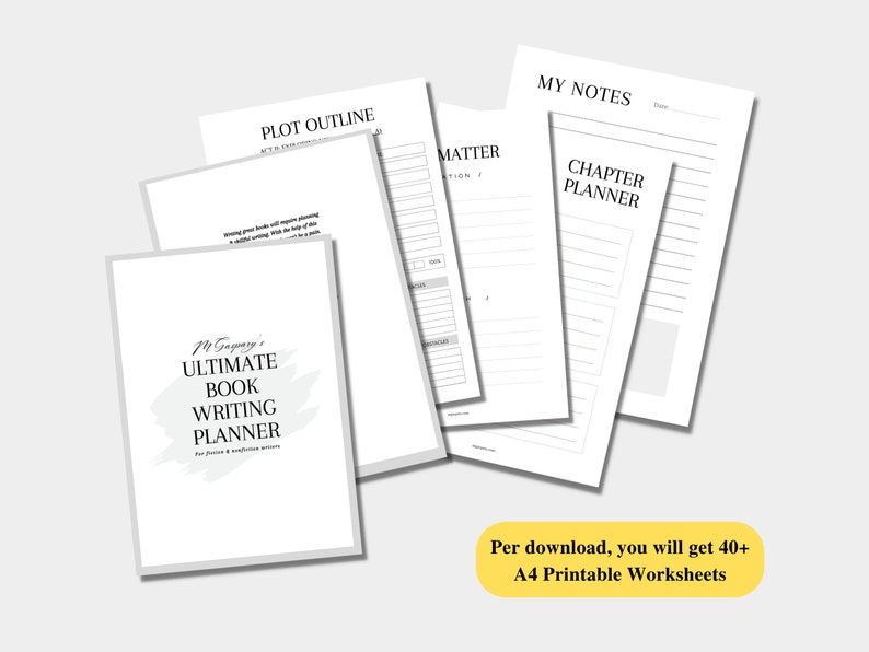 Ultimate Book Writing Planner Digital Download, A4 Printable Book Writing Worksheets, Book Outline Templates for Fiction & Nonfiction image 2