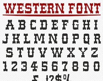 WESTERN SVG Font svg fonts Western Monogram SVG, Western Alphabet svg, Silhouette, Cricut Svg, Dxf, Eps, Png