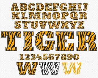 Tiger Font SVG Tiger Skin Font Animal Alphabet SVG Animal Letters Svg Skin Patterned Alphabet Svg files for Cricut and Silhouette Clipart