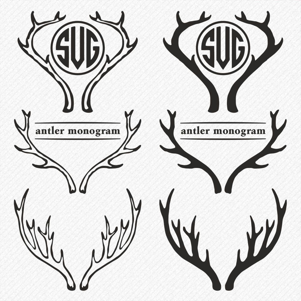 Download Аntler MONOGRAM svg Deer Monogram Deer antler svg vector | Etsy