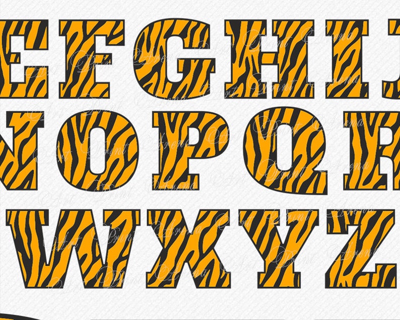 Download Tiger Font SVG Tiger Skin Font Animal Alphabet SVG Animal | Etsy