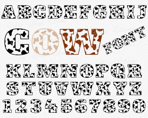 Download Cow Font SVG Cow Skin Font Animal Farm Alphabet SVG Animal ...