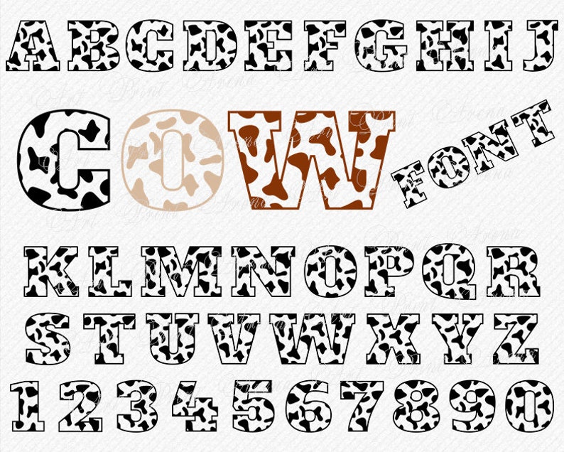 Download Cow Font SVG Cow Skin Font Animal Farm Alphabet SVG Animal | Etsy