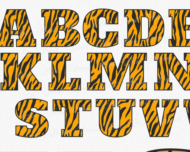 Download Tiger Font SVG Tiger Skin Font Animal Alphabet SVG Animal | Etsy
