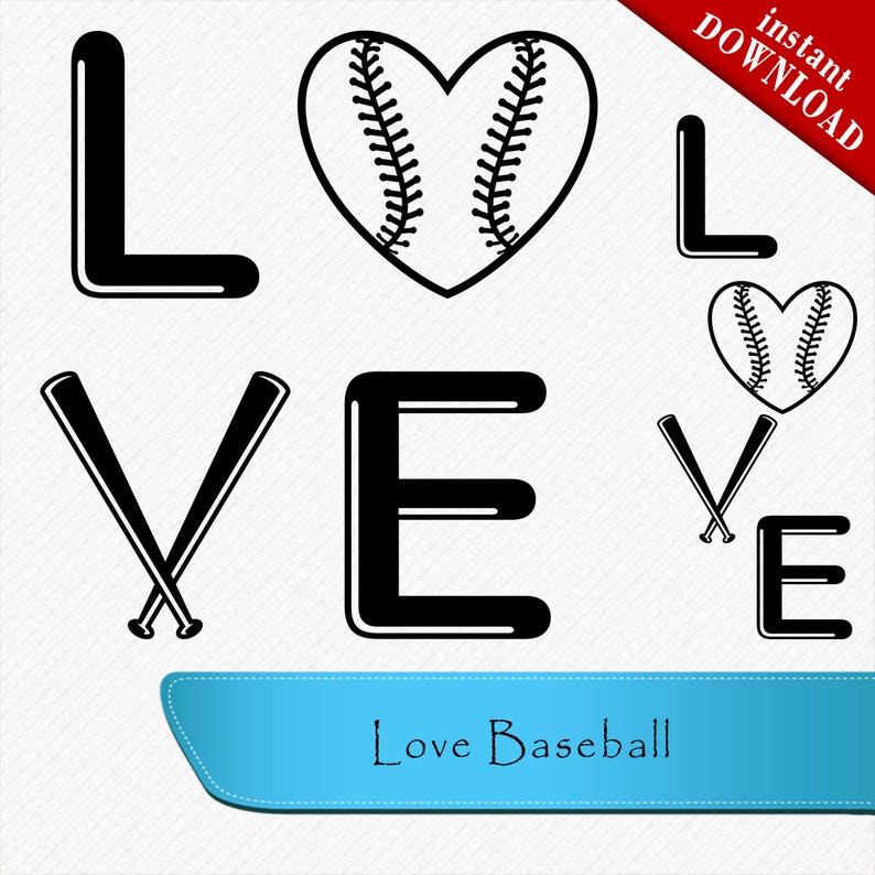 Love Baseball Svg Baseball Words Svg Love Baseball Etsy