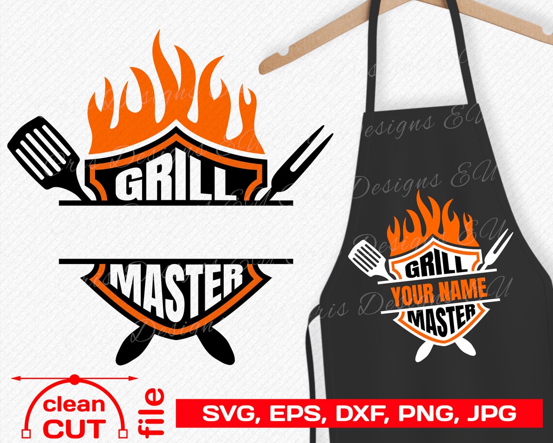 Grill Master SVG your Name Apron Grill SVG design commercial Etsy