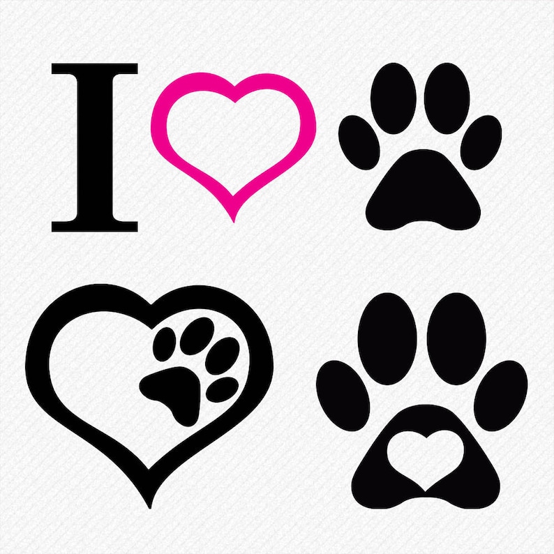 Hund Pfote Svg mit Herz ich liebe Hunde Hund Liebe Clipar Etsy