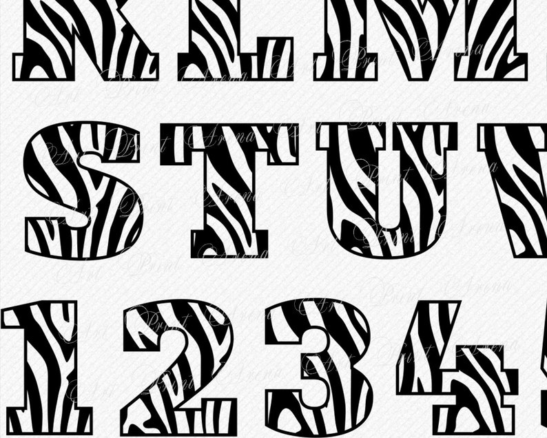 Download Zebra Font SVG Zebra Skin Font Animal Zebra Alphabet Animal | Etsy