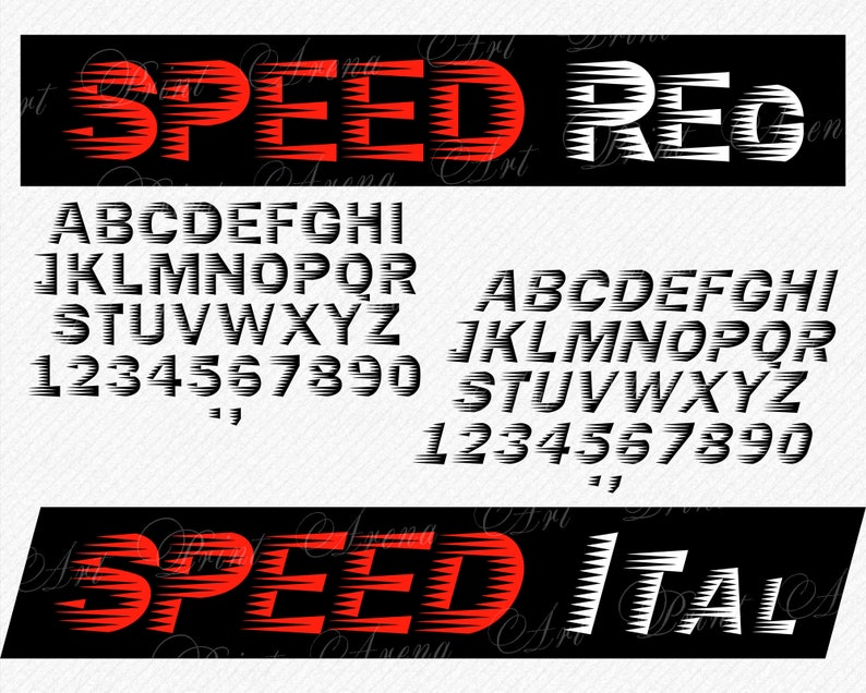 Speed Letters Svg Speed Alphabet Silhouette Clipart Speed SVG Regular and Italic Font Cricut