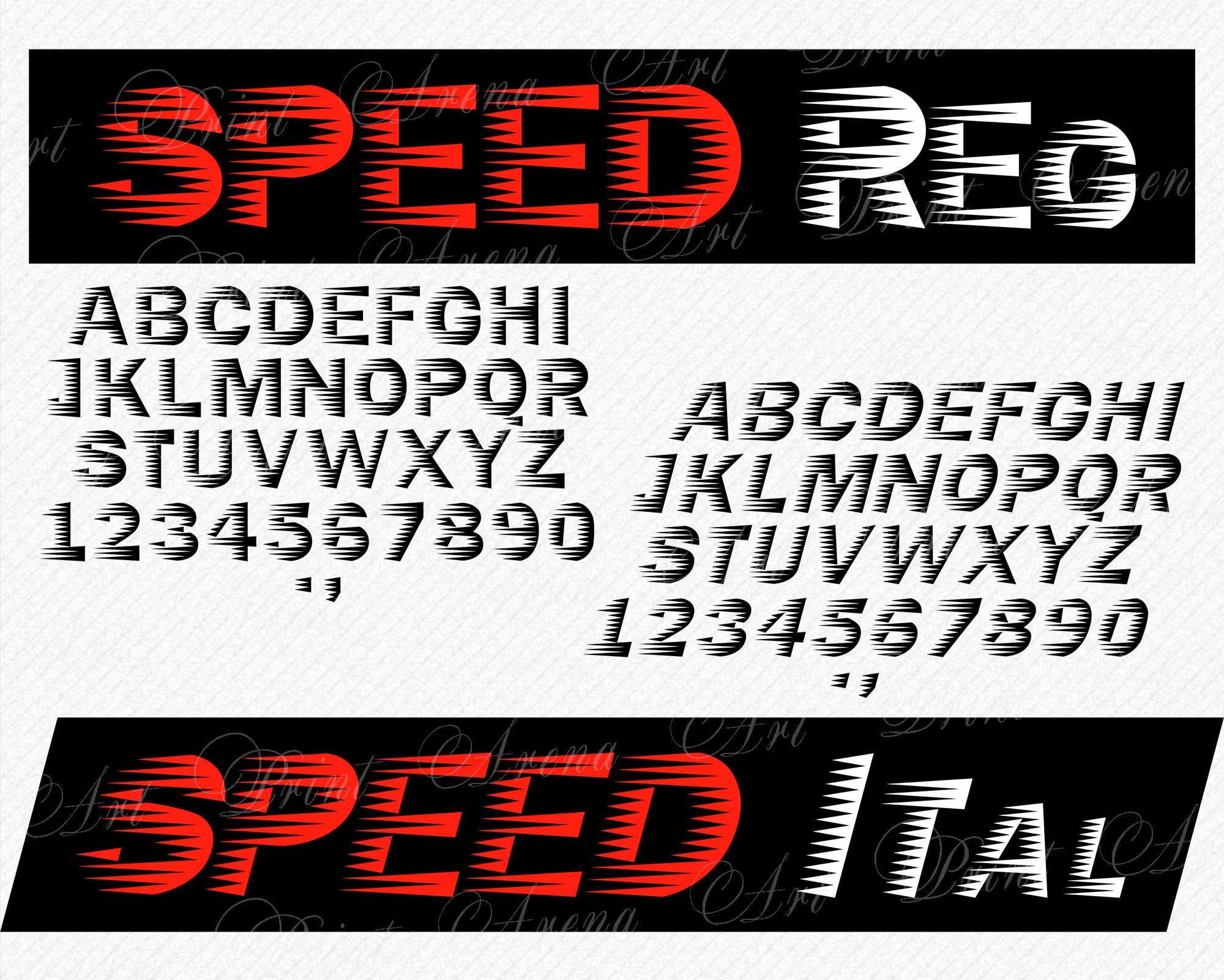 Speed SVG Regular and Italic Font Speed Letters Svg Speed Etsy