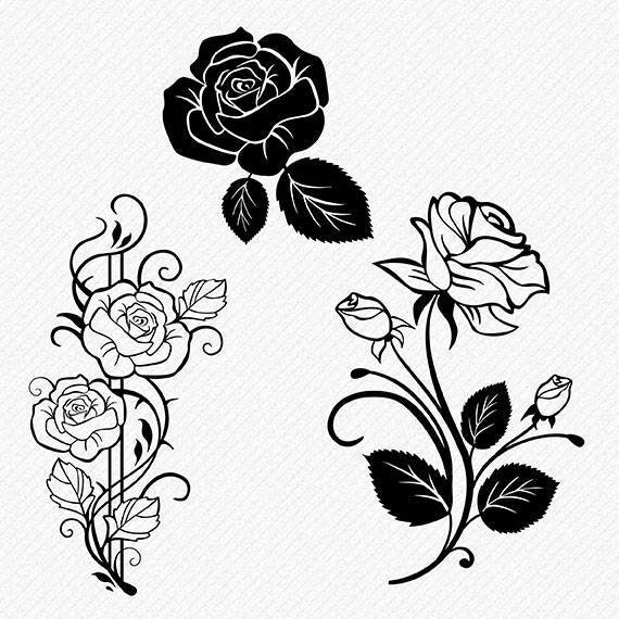 Download Floral SVG Flower Svg Rose Cricut Silhouette Brother Rose | Etsy