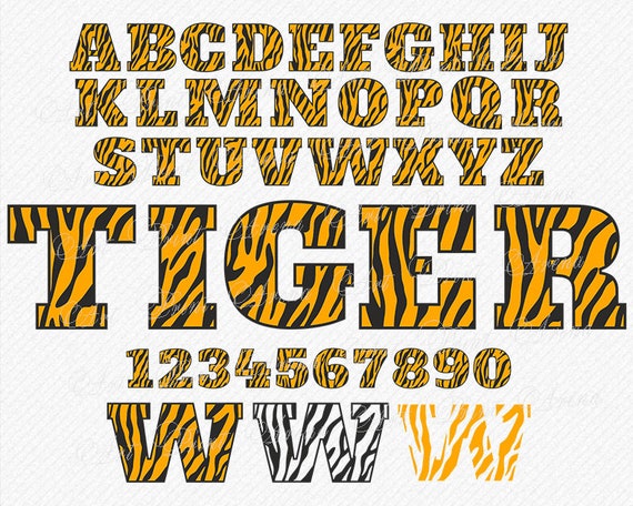 Download Tiger Font Svg Tiger Skin Font Animal Alphabet Svg Animal Etsy