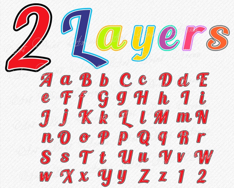 2 layers two layered SVG Fonts font svg bold cursive Cricut | Etsy