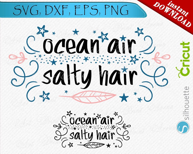 Ocean Air Salty Hair SVG Ocean Air Salty Hair Quote | Etsy