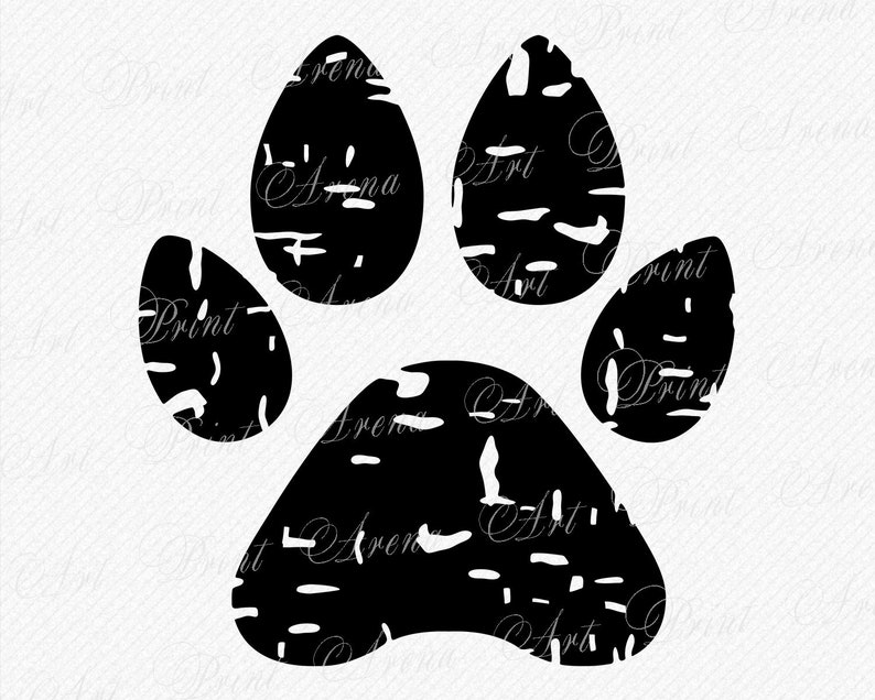 Download Distressed Paw SVG Grunge Paw SVG Paw clipart print | Etsy
