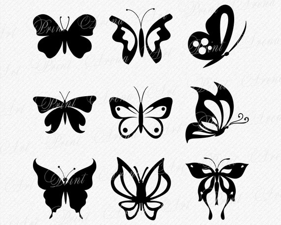 Butterfly Svg Set 9 Beautiful Butterflies Cutting Files For Etsy