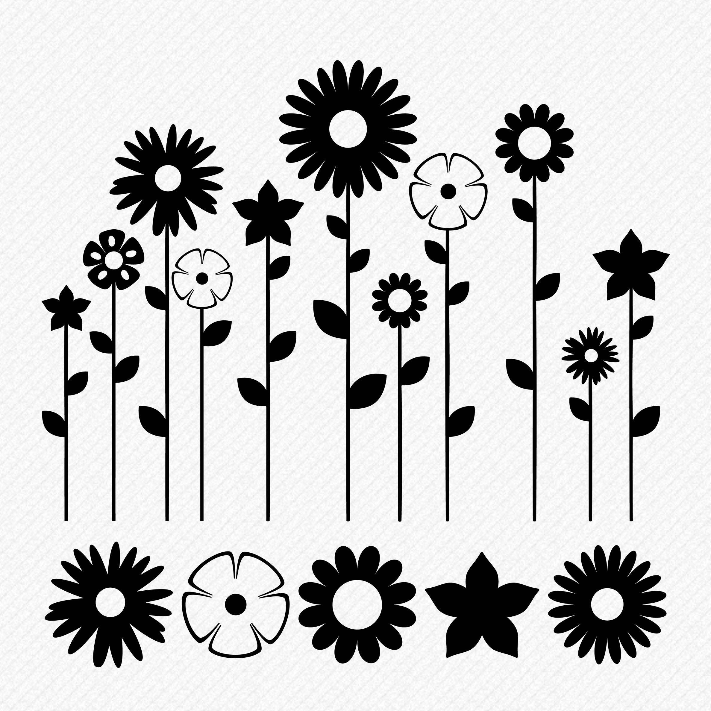 SVG Flowers SVG floral SVG Flower Garden Cricut Silhouette | Etsy