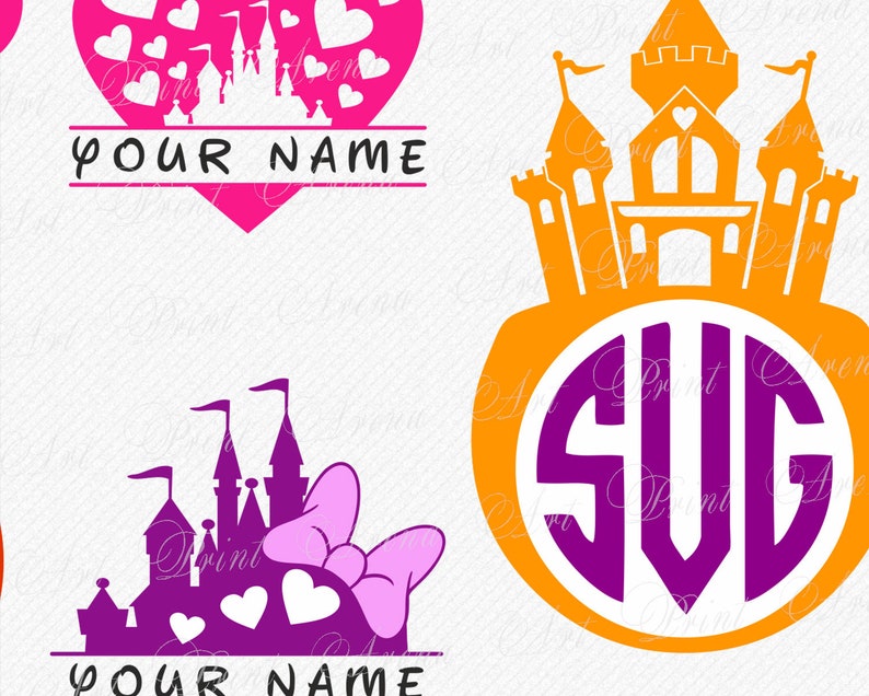 Download Disney Castle SVG Bundle 11 Monogram Cinderella Castles | Etsy