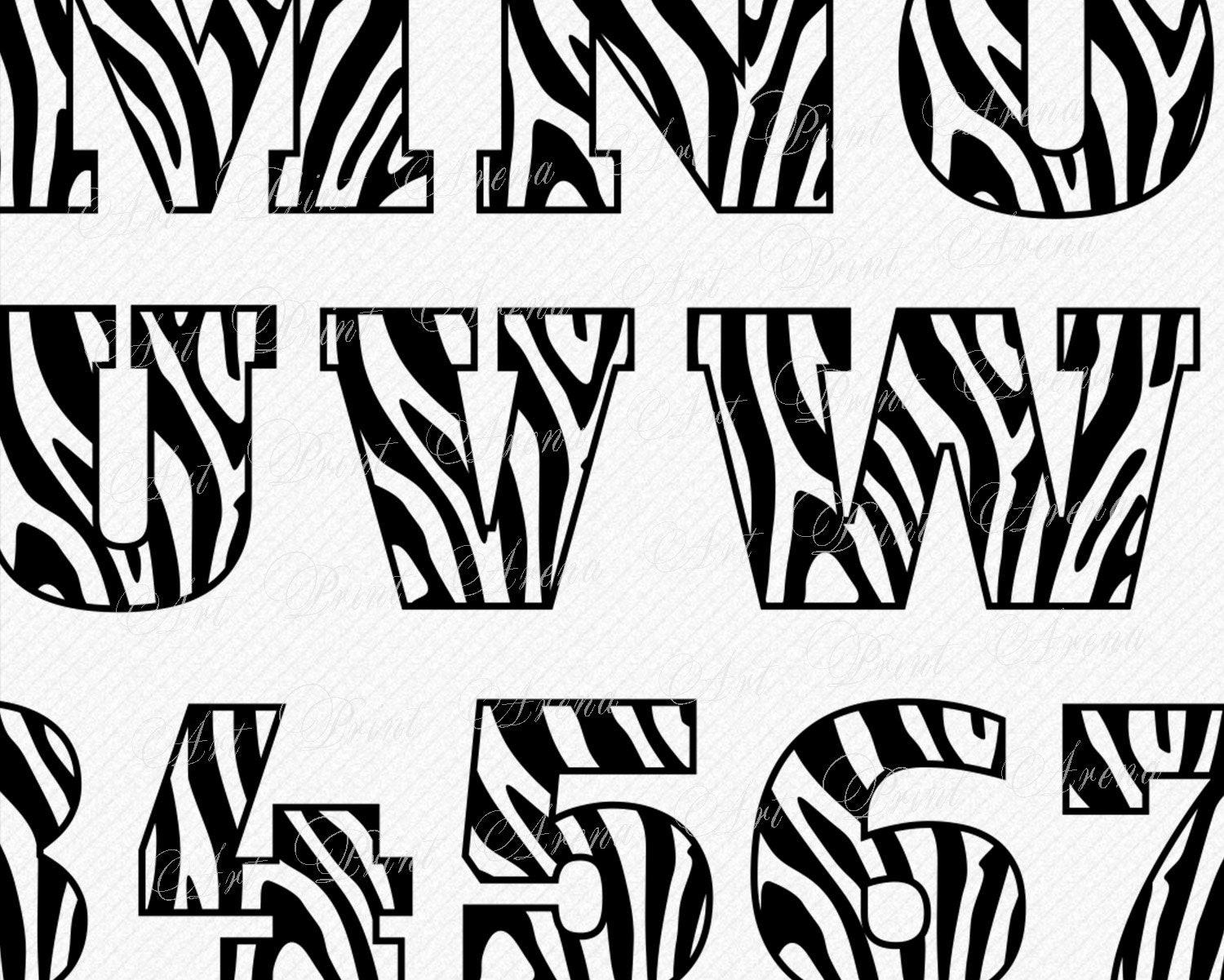 Zebra Font SVG Zebra Skin Font Animal Zebra Alphabet Animal Etsy
