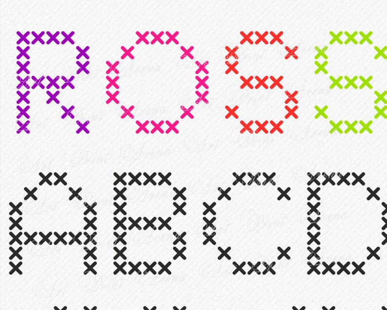 Download Cross Stitch Font Svg Christmas Alphabet Svg Monogram Svg ...