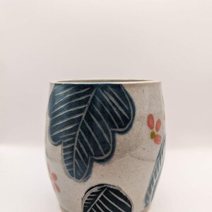 Tropical Leaves and Pink Flowers Cup image 2