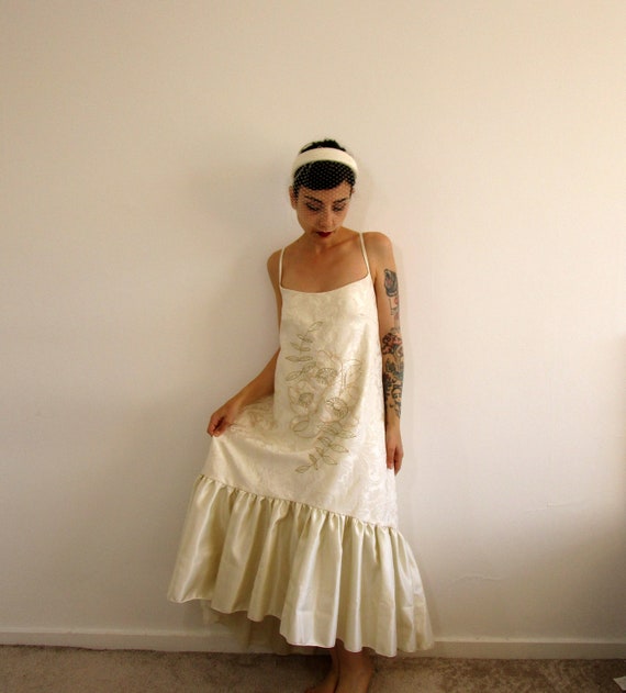 Handmade Wedding Dress In Ivory Vintage Fabric And Big Etsy