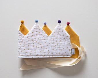 Birthday crown * Crown golden dots * Fabric crown * Children's crown "muslin"