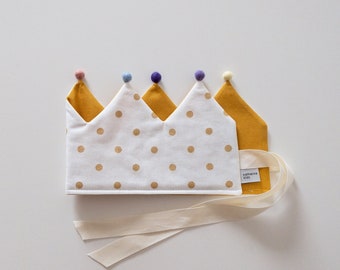 Birthday crown * fabric crown * 3 royal crowns * golden dots