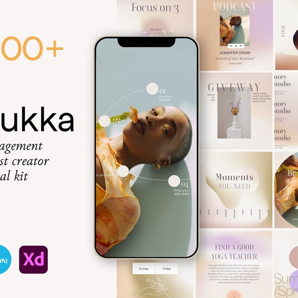 Kukka - Boost Creator for Coaches Neutral | Boho Canva Templates | Instagram Engagement Templates | Pink beige Gradients Templates