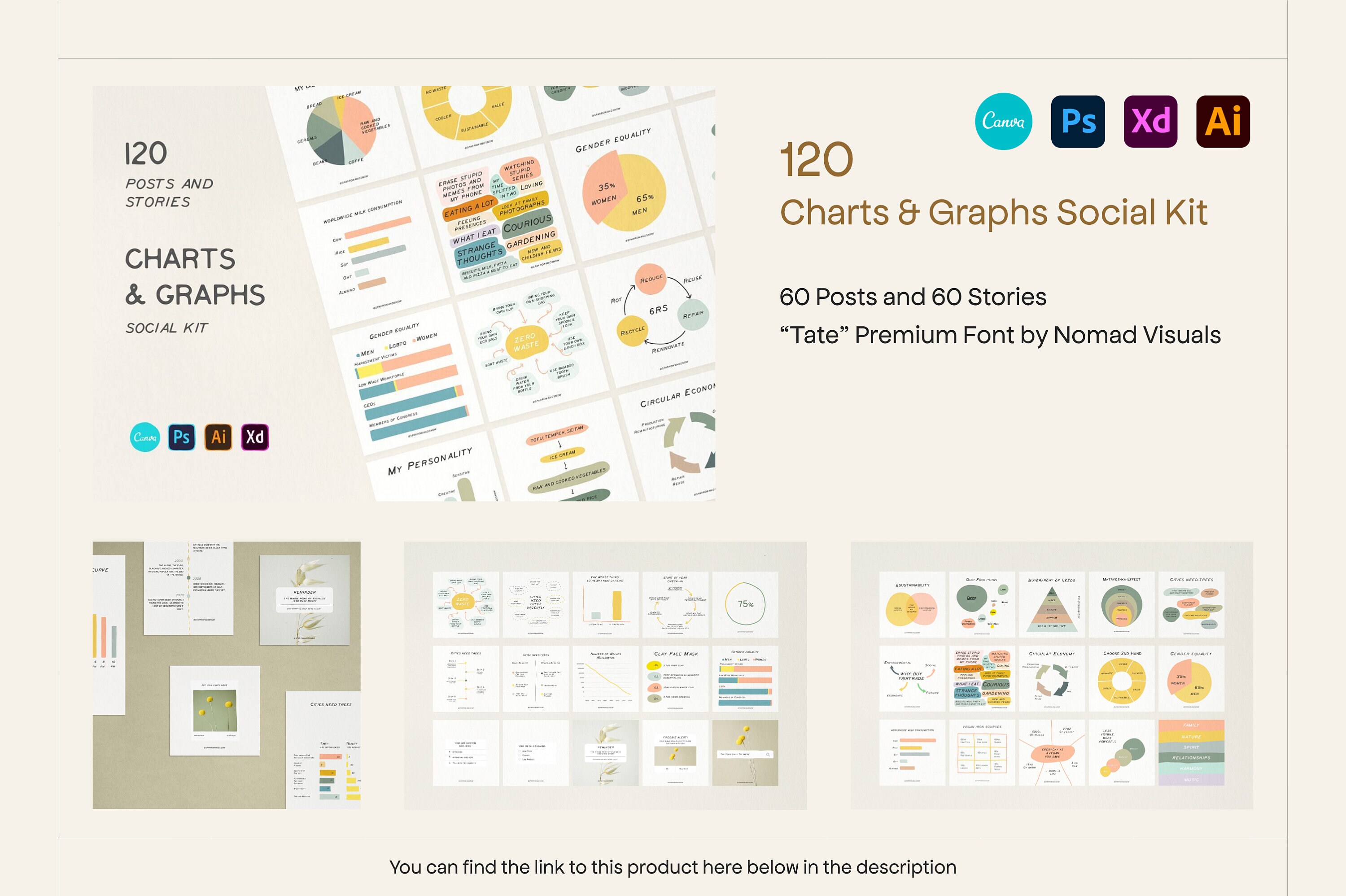 4in1 Bundle Elements. Chart and Graph. Instagram Template Canva ...