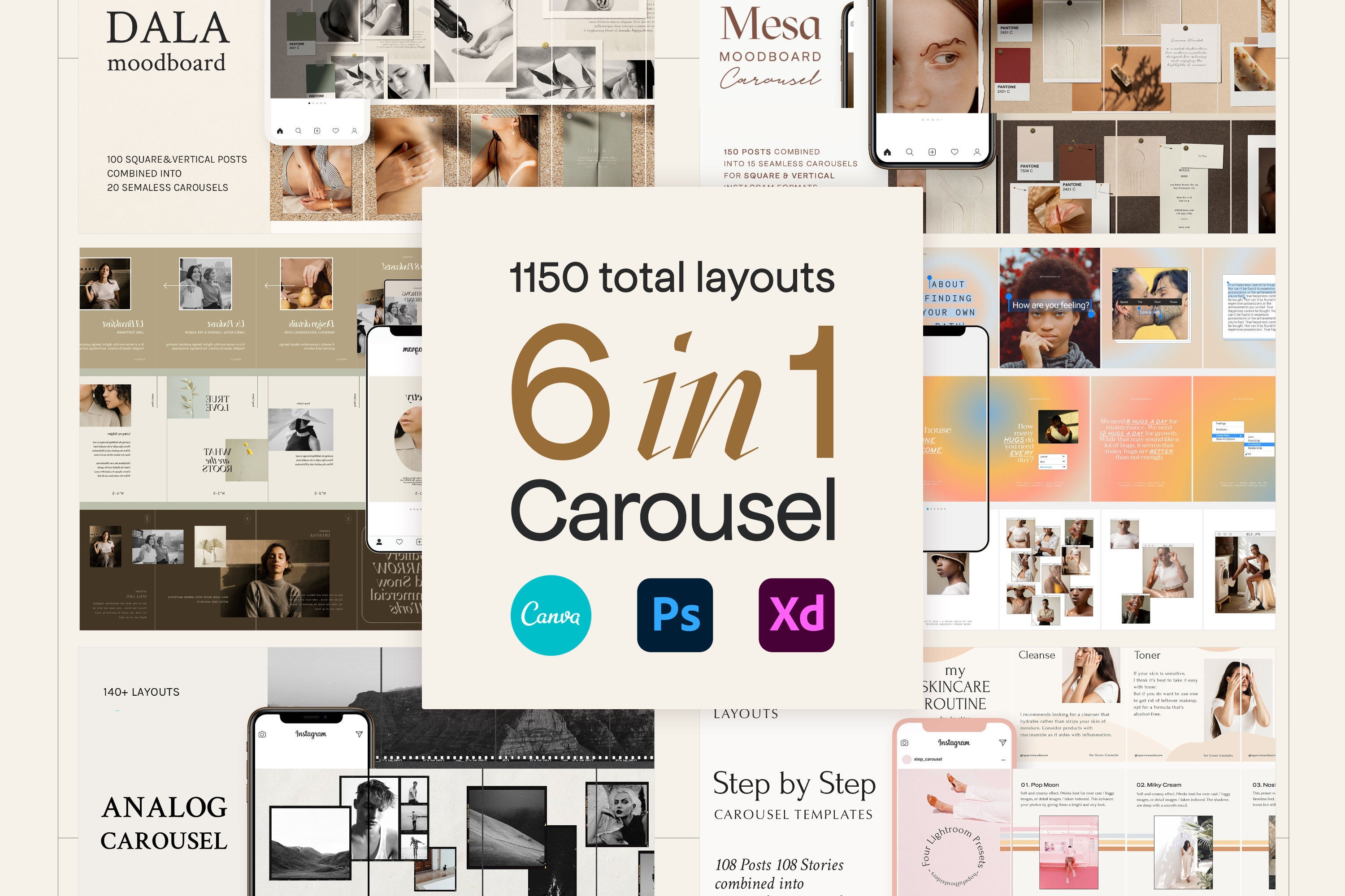 6 in 1 Bundle Carousel Instagram Template Canva. Instagram for Coaches ...