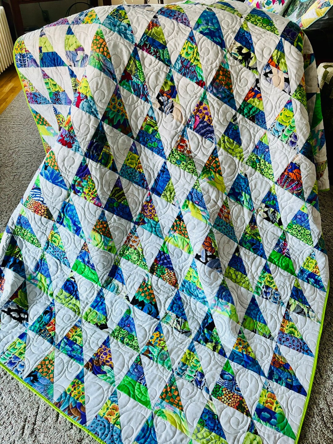 Handmade Modern Lap Quilt: Bright Multicolor Geometric Design - Etsy