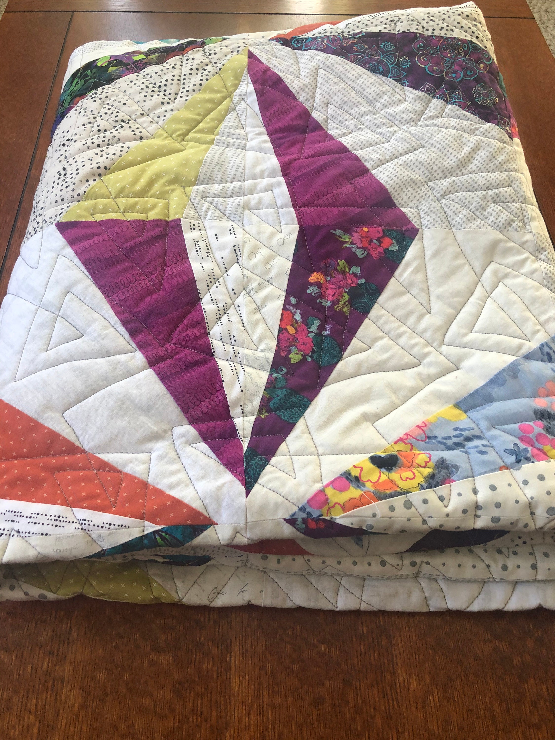 Modern Multi Color Prism Quilt Throw Quilt Modern Gray and Etsy.de