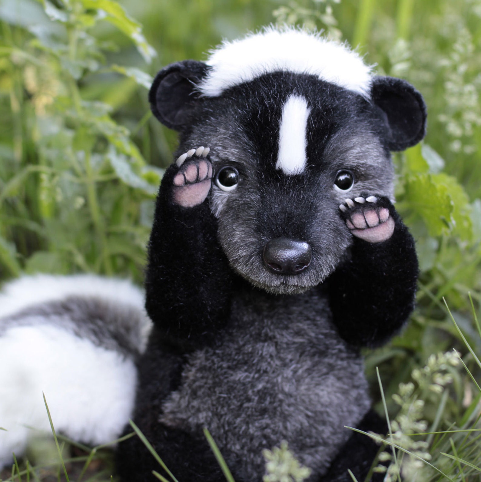 Stuffed Skunk soft sculpture Skunk Art doll Handmade Teddy Etsy