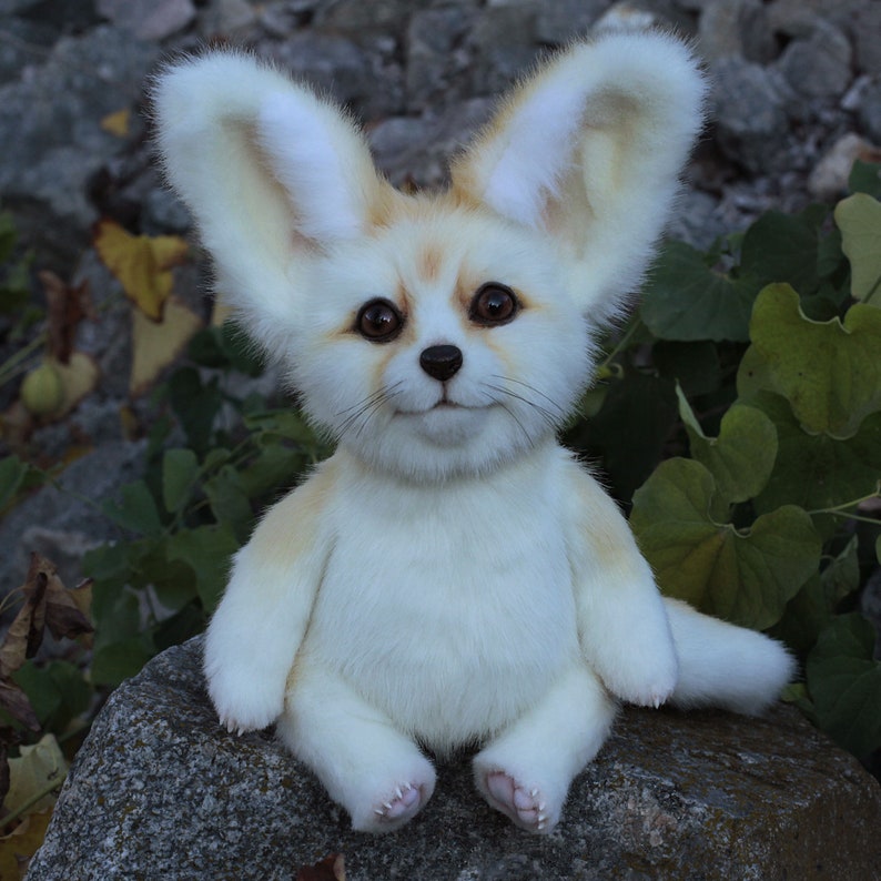 Plush Fox Fennec art doll fluffy fox sculpture soft lifelike | Etsy